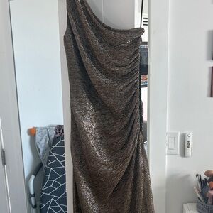 Laundry By Shelli Segal Brown Sequin Maxi Dress